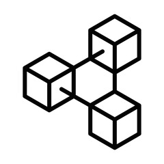 Blockchain network cubes connected digitally &ndash; Isometric vector icon. Editable stroke.
