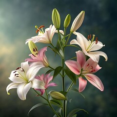 Fototapeta premium Grace in Bloom: The Timeless Elegance of White Lilies.