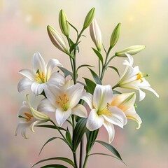 Naklejka premium Grace in Bloom: The Timeless Elegance of White Lilies.
