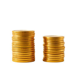 Stacked Gold Coins Displaying Wealth and Financial Growth on a White Background