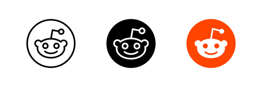 Reddit icon set. Suitable for social media templates, digital marketing designs, and website interfaces. Symbol of discussion, community, and sharing. Jambi, Indonesia - June 08, 2025