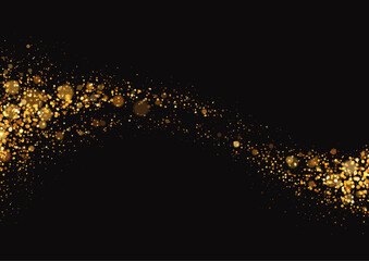 Fototapeta premium Elegant Vector Illustration of a Sparkling Gold Particle Stream on a Black Background, Perfect for Luxury, Celebration, and Glamour Concepts