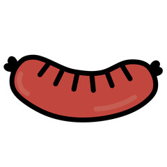Flat vector of a hotdog with mustard in a bun. Cartoon-style food icon suitable for menu design, snack branding, or fast food packaging.