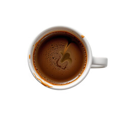 Hot Coffee in White Mug Capturing Swirls of Cream and Rich Dark Brown Color on Black Background