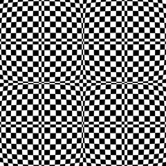 Abstract Seamless Geometric Checked Op Art Pattern. 3D Illusion Effect. Black and White Texture. 