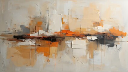 Abstract Landscape Painting Warm Hues and Textured Layers