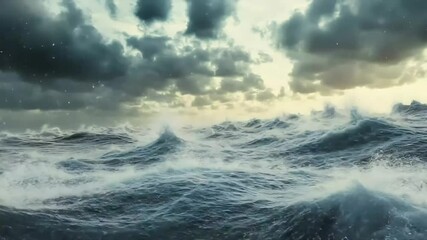 Powerful ocean waves and stormy sky - Powered by Adobe