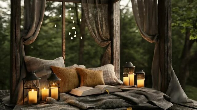 Serene outdoor reading nook