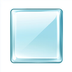 Clear square glass plate in minimalist style on white background  