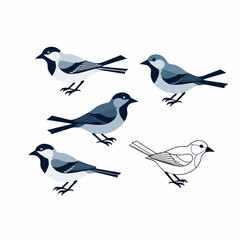Fototapeta premium Stylized Bird Illustration-Vector Art of Small Birds-Cute Bird Design-Bird Clipart-Sparrow Graphics-Bird Outline-Unique Bird Illustration for Crafts and Design Projects