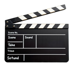 Clapperboard with film scene details for movie production, capturing behind-the-scenes creativity and teamwork