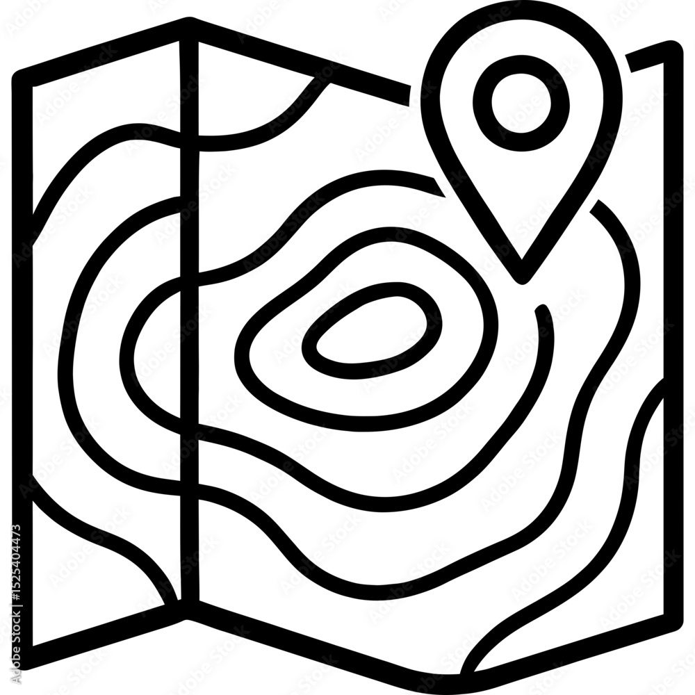 Poster bold lines topographic navigation icon