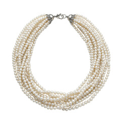 Obraz premium Pristine multi-strand seed pearl necklace with delicate, lustrous, iridescent pearls, showcasing intricate craftsmanship, displayed on a seamless transparent background under bright, shadowless