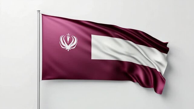 Vibrant Nishan Sahib Sikh flag unfurls gracefully, waving in a gentle breeze, isolated