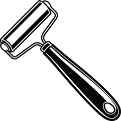 Paint roller silhouette, stencil tool icon, painting equipment vector, home decor graphic, minimal DIY design