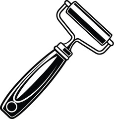 Paint roller silhouette, stencil tool icon, painting equipment vector, home decor graphic, minimal DIY design