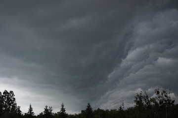 dark storm sky with rain