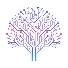 Abstract Circuit Board Tree Vector Illustration.  