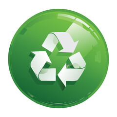 Glossy Green Recycle Symbol Sphere
