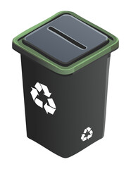 Flat Design Dark Grey Recycling Bin