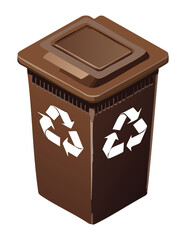 Textured Brown Recycling Bin Dark Lid