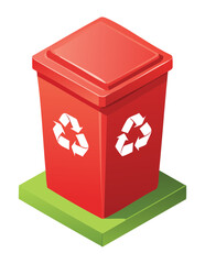 Red Recycling Bin for Waste Sorting