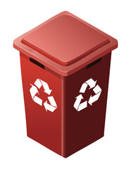 Smooth Red Recycling Bin Container
