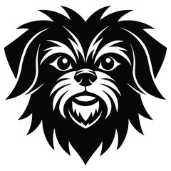 Obraz premium Playful Shih Tzu Dog Face Stylized Black and White Vector Illustration
