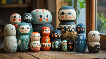Hand-painted Nesting Dolls Collection: A Delightful Display of Folk Art