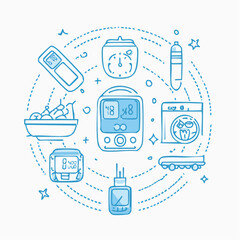 Illustration of medical instruments, showcasing diverse diagnostic and therapeutic tools