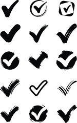 Vector Silhouette Clipart Set of Right and Cross Mark Icons
