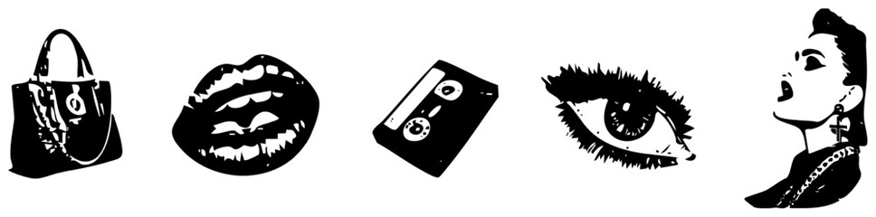 Fototapeta premium Trendy collage set with halftone elements.