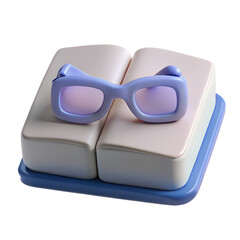 3d glasses and book on a transparent background