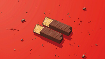 National Chocolate Wafer Day – Isometric Chocolate Bars with Wafer and Caramel Filling