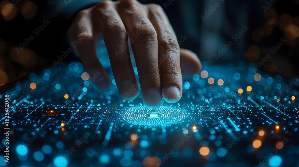 Poster securing digital access with biometric technology