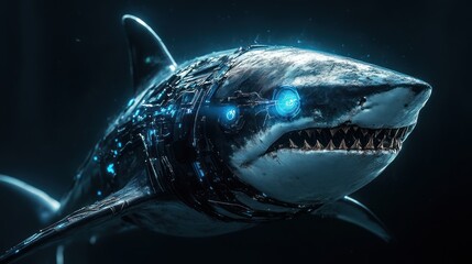 Cybernetic Great White Shark: A Fusion of Nature and Technology