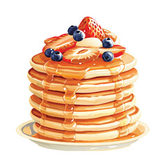 realistic pancakes topped with fruit vector 
