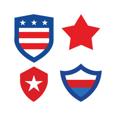 Patriotic Badges red, white, and blue color badge sets vector art illustration