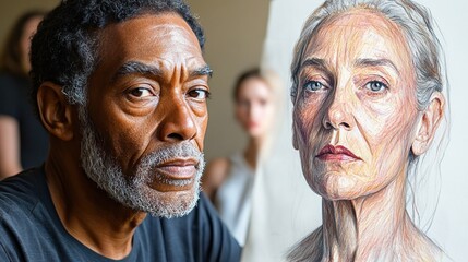 Portrait, two people, art