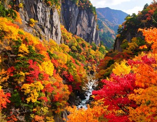 Autumn colors in a mountain valley