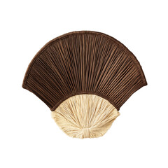 Fan-Shaped Wall Basket with Coffee Brown and Ivory Raffia Pleats