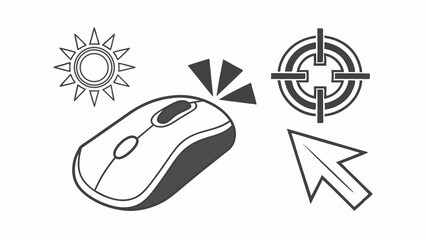computer mouse click cursor gray arrow icons set