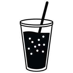 Refreshing Soda Drink Illustration Black and White Vector Graphic