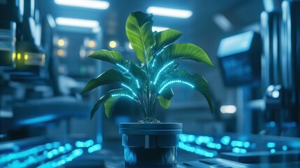 Futuristic Plant Growth: Bio-Tech Innovation