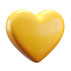 Fototapeta premium Glossy yellow 3d rendered heart isolated on a white background for design projects