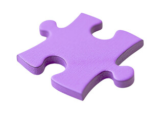 Obraz premium Single lilac purple jigsaw puzzle piece isolated, transparent background, close-up view