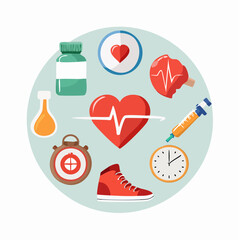 Heart Health and Medical Wellness Icons