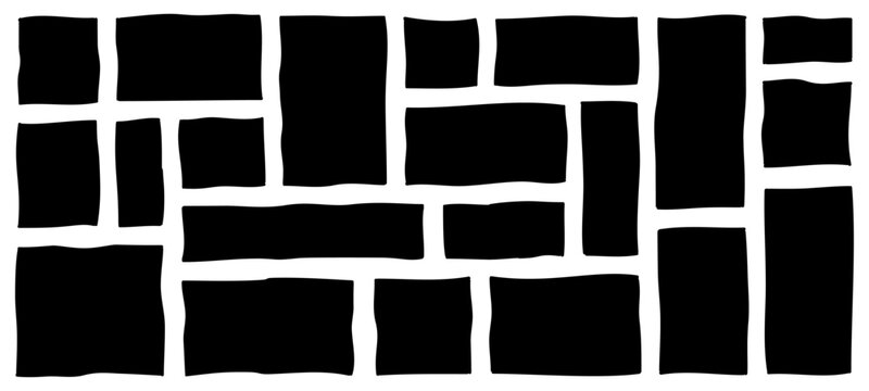 Doodle hand drawn frames, drawn squares with wavy rough edges, wavy irregular rectangles, different boxes