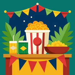 Brazilian Summer Festival Table vector illustration