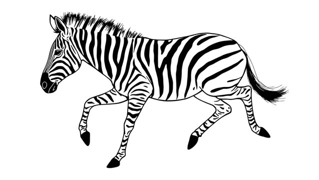 Galloping Zebra Line Art